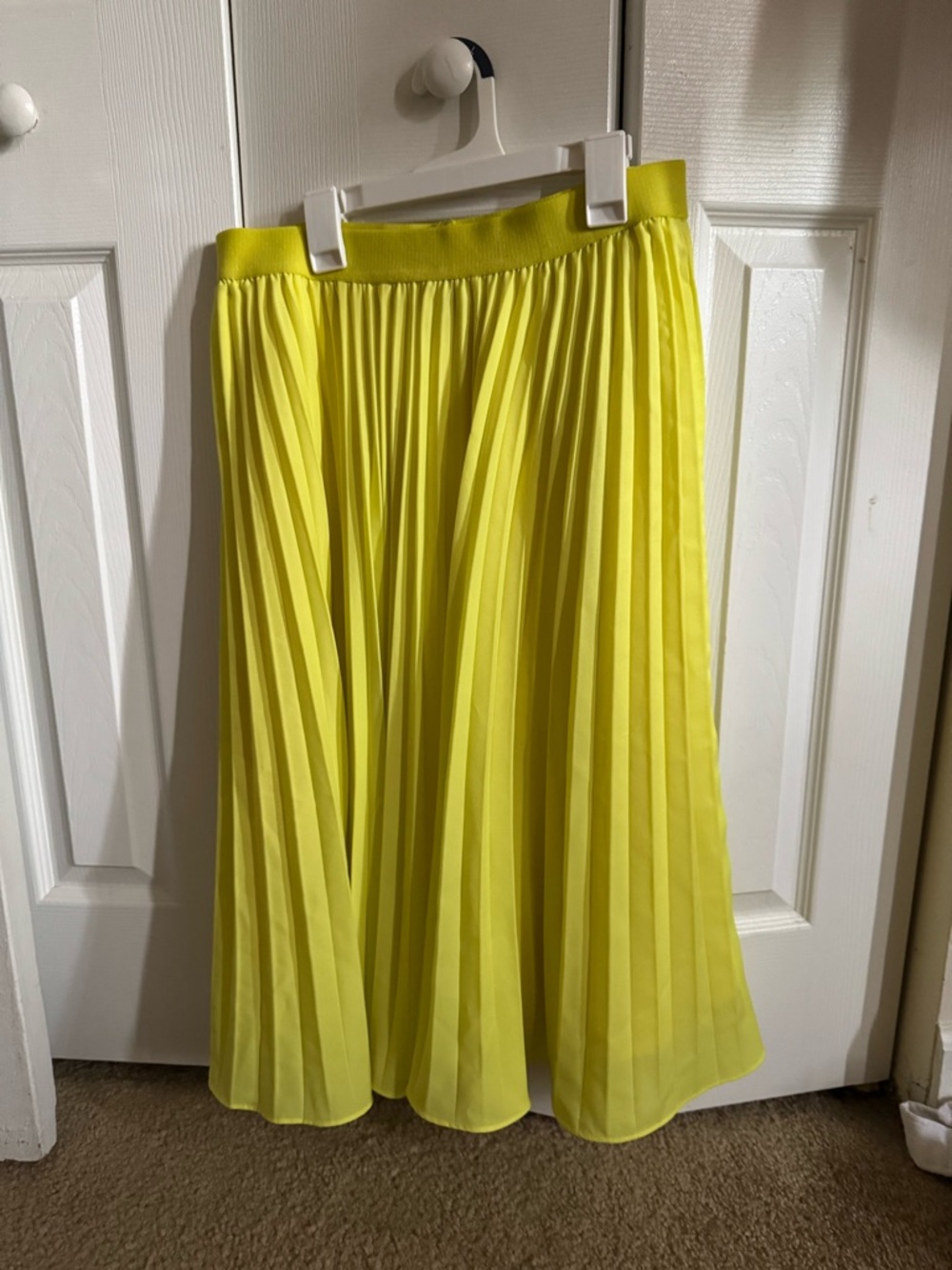 Grace Karin Bright Yellow Pleated A-Line Skirt
